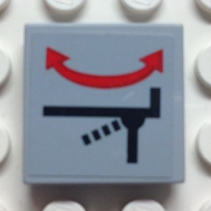 Lego Tile 2 x 2 with Red Arrow Double and Lever Position Pattern (Sticker) - Set 8654