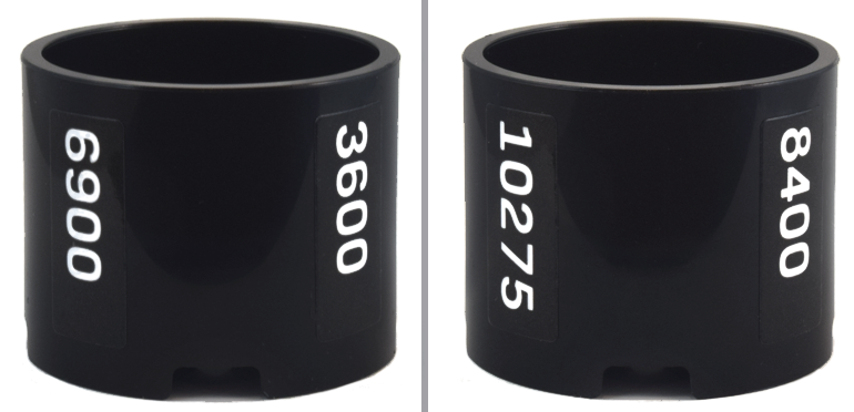 Lego Brick, Round 3 x 3 x 2 with Recessed Center and Axle Hole with White '3600', '6900', '8400', and '10275' Pattern (Stickers) - Set 10323