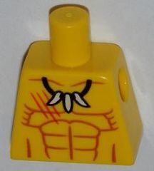Lego Torso Bare Chest with Medium Nougat Muscles Outline, Dark Orange Scratches, White Animal Tooth / Claw Necklace Pattern / Yellow