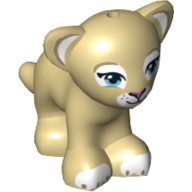 Lego Animal, Big Cat Cub, Lion with Blue Eyes and Dark Pink Nose Print