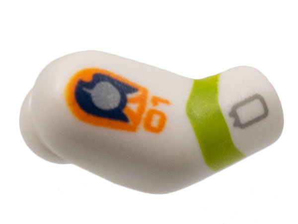 Lego Arm, Right with Badge and Lime Stripe Pattern / White