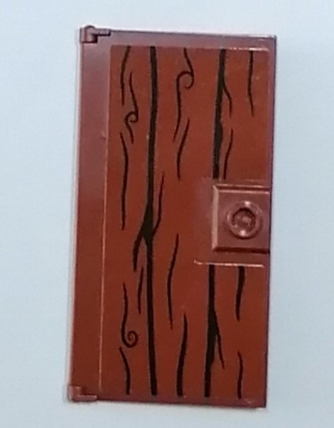 Lego Door 1 x 4 x 6 with Stud Handle with Wood Grain Pattern (Sticker) - Set 75947