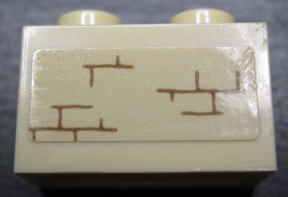 Lego Brick 1 x 2 with Bricks Pattern Model Right Side (Sticker) - Set 71043 / Tan