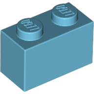 Lego Brick 1 x 2 / Medium Azure