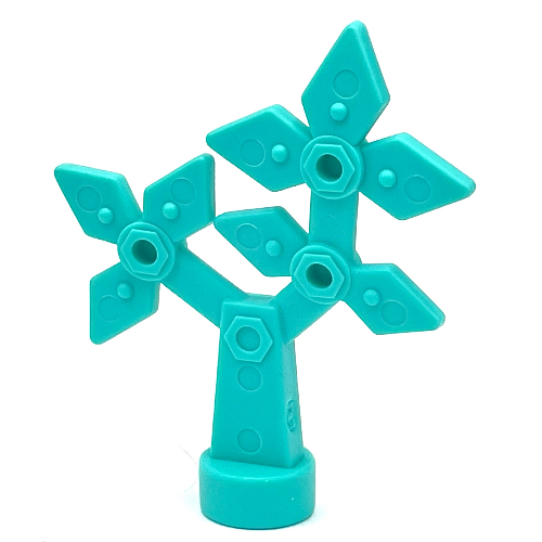 Lego Duplo Flower, Faux Metal Bolts and Rivets Design, 8 Petals / Light Turquoise
