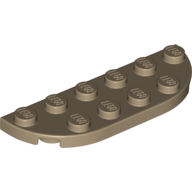 Lego Plate Round Corners 2 x 6 Double / Dark Tan