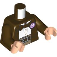 Lego Torso, Dark Tan Pants, Dark Brown Belt, White Shirt, Dark Brown Bow Tie, Lavender Button print, Dark Brown Arms, Light Nougat Hands / Dark Brown