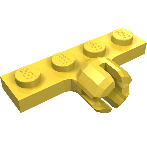 Lego Plate Special 1 x 4 with Towball Socket, Long, 4 Slots / Yellow