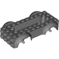 Lego Vehicle Base 4 x 10 x 2 1/2 with Mudguards, Wheel Pins and 6 x 2 Centre Recess with 3 Holes, Light Bluish Gray Wheel Holders