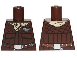 Lego Torso SW Quilted Coat, Tan Bandana, Reddish Brown Arched Belt Pattern / Dark Brown