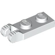 Lego Hinge Plate 1 x 2 Locking with 2 Fingers On End, without Groove, 7 Teeth / White