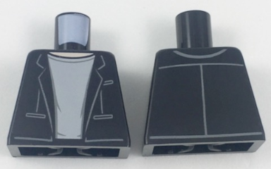 Lego Torso Jacket over Light Bluish Gray T-Shirt with Light Nougat Neck Pattern / Black