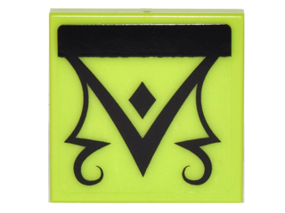 Lego Tile 2 x 2 with Black Triangle, Diamond and Scrollwork Pattern (Sticker) - Set 41179
