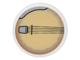 Lego Road Sign 2 x 2 Round with Clip with Banjo Pattern (Sticker) - Set 10222