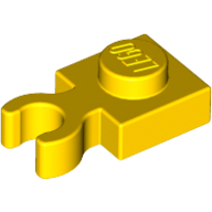 Lego Plate Special 1 x 1 with Clip Vertical [Thick Open O Clip] / Yellow