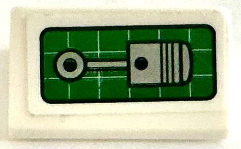 Lego Slope 30 1 x 2 x 2/3 with Piston on Green Grid Screen Pattern (Sticker) - Set 75882 / White