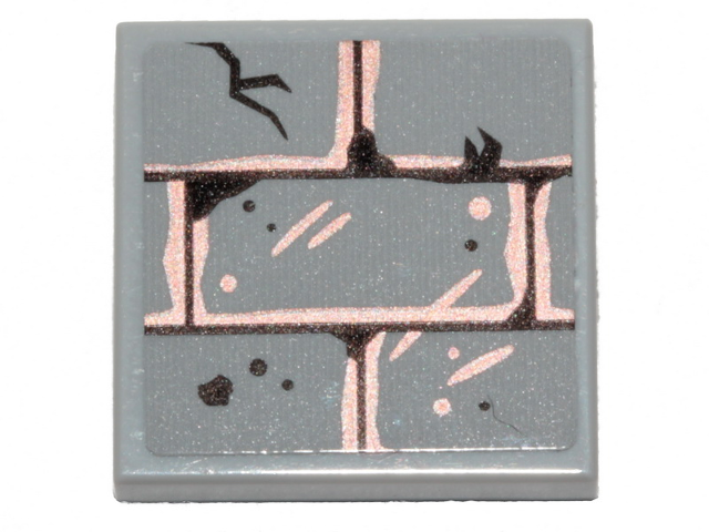 Lego Tile 2 x 2 with Bricks, Cracks and  Copper Concrete Pattern (Sticker) - Set 70433
