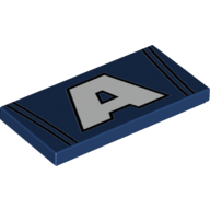 Lego Tile 2 x 4 with White 'A' and Black Lines Pattern