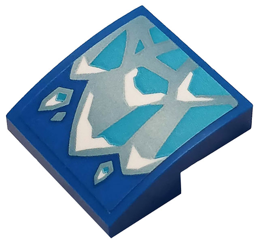 Lego Slope, Curved 2 x 2 x 2/3 with Ice Pattern Side A (Sticker) - Set 70667 / Blue