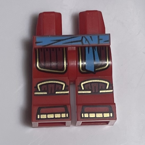 Lego Hips and Red Legs with Dark Red Robe End, Knee Pads, Gold Trim, Dark Azure Sash Print