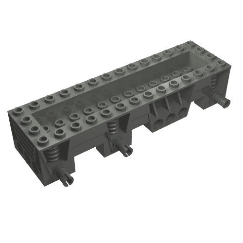 Lego Vehicle Base 4 x 14 x 2 1/3, 2 x 12 Recessed Center, Pins, Pin Holes / Dark Bluish Gray