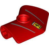 Lego Technic Panel Fairing 2 x 3 x 1 #4 Angled 135° with Silver Stripes, Ferrari Logo Print / Red