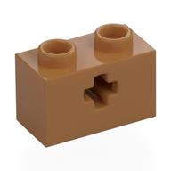 Lego Technic Brick 1 x 2 with Axle Hole Type 1 [+ Opening] and Bottom Pin / Medium Nougat