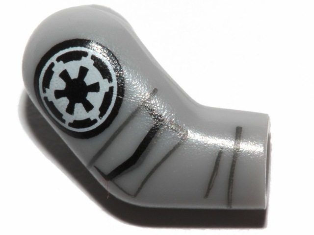 Lego Arm, Right with SW Imperial Logo and Pocket Pattern / Light Bluish Gray