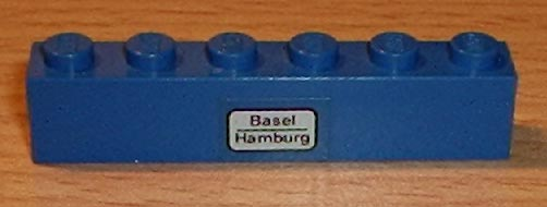 Lego Brick 1 x 6 with 'Basel - Hamburg' Pattern (Sticker) - Set 7715