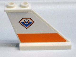 Lego Tail 4 x 1 x 3 with Coast Guard Pattern on Right Side (Sticker) - Set 7738 / White