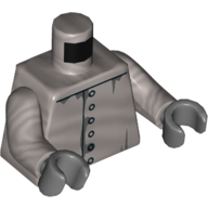 Lego Torso Rivets, Dark Bluish Gray 'Rust' Print, Flat Silver Arms with Elbow Panels Print, Dark Bluish Gray Hands / Flat Silver