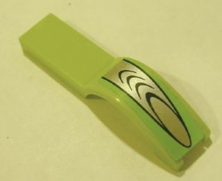 Lego Vehicle, Mudguard 1 x 4 1/2 with Black on Silver Grille Pattern (Sticker) - Set 8114 / Lime
