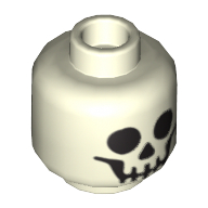 Lego Minifig Head Skeleton, Standard Skull Print / Glow in Dark White