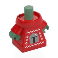 Lego Minifig Body, Grogu with Christmas Sweater, Mandalorian Helmet Print / Red