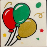 Lego Tile 2 x 2 with Confetti and Balloons Right Side Pattern / White