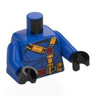 Lego Torso, Blue Arms, Black Hands with Print