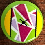 Lego Tile, Round 2 x 2 with Bottom Stud Holder with Cushion Button, Triangles and Stitching Pattern (Sticker) - Set 41323