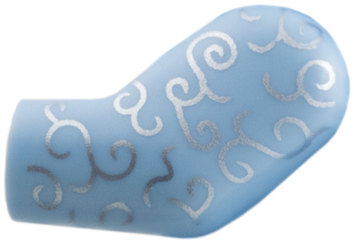 Lego Arm, Left with Silver Filigree Pattern / Bright Light Blue
