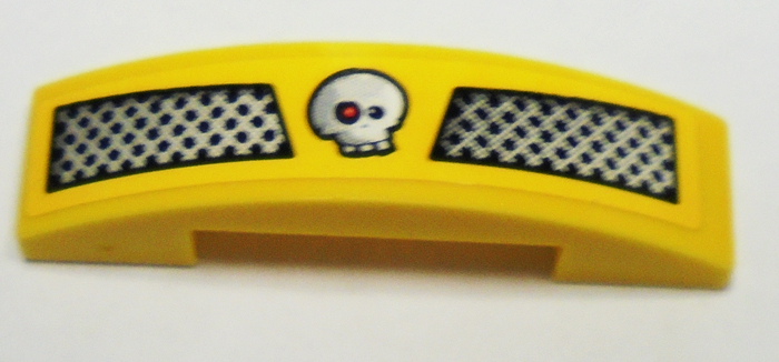 Lego Slope, Curved 4 x 1 x 2/3 Double with Skull and Grille Pattern (Sticker) - Set 9093