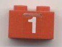 Lego Brick 1 x 2 with White '1' Pattern (Sticker) - Set 7715