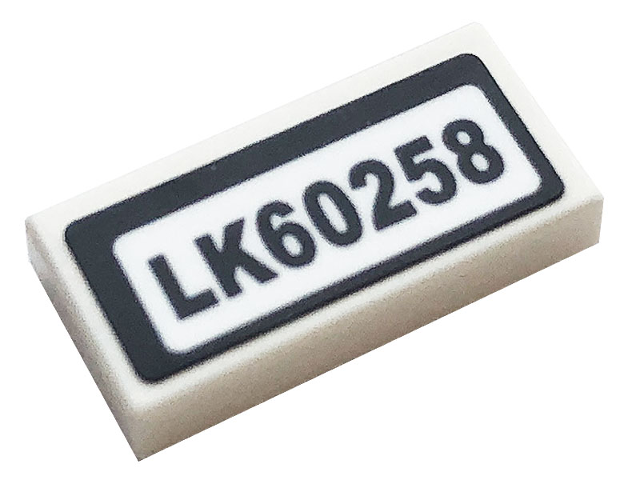 Lego Tile 1 x 2 with 'LK60258' Pattern (Sticker) - Set 60258 / White