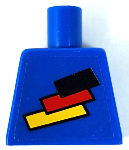 Lego Torso Soccer German Goalie, German Flag Sticker Front, White Number Sticker Back Pattern (specify number in listing) / Blue