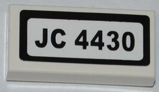 Lego Tile 1 x 2 with 'JC 4430' Pattern (Sticker) - Set 4430