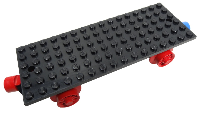 Lego Train Base 6 x 16 Type I with Wheels and Red and Blue Magnets