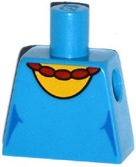 Lego Torso Simpsons Dress with Round Neckline and Red Necklace Pattern / Dark Azure