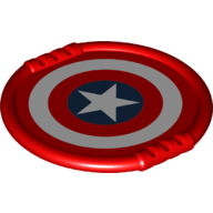 Lego Duplo Disk with White Circle and White Star in Blue Circle Print (Captain America's Shield) / Red