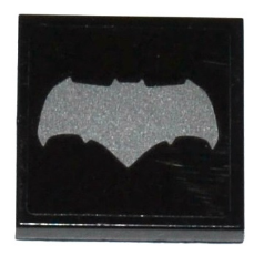 Lego Tile 2 x 2 with Silver Batman Logo Pattern (Sticker) - Sets 76046 / 76086