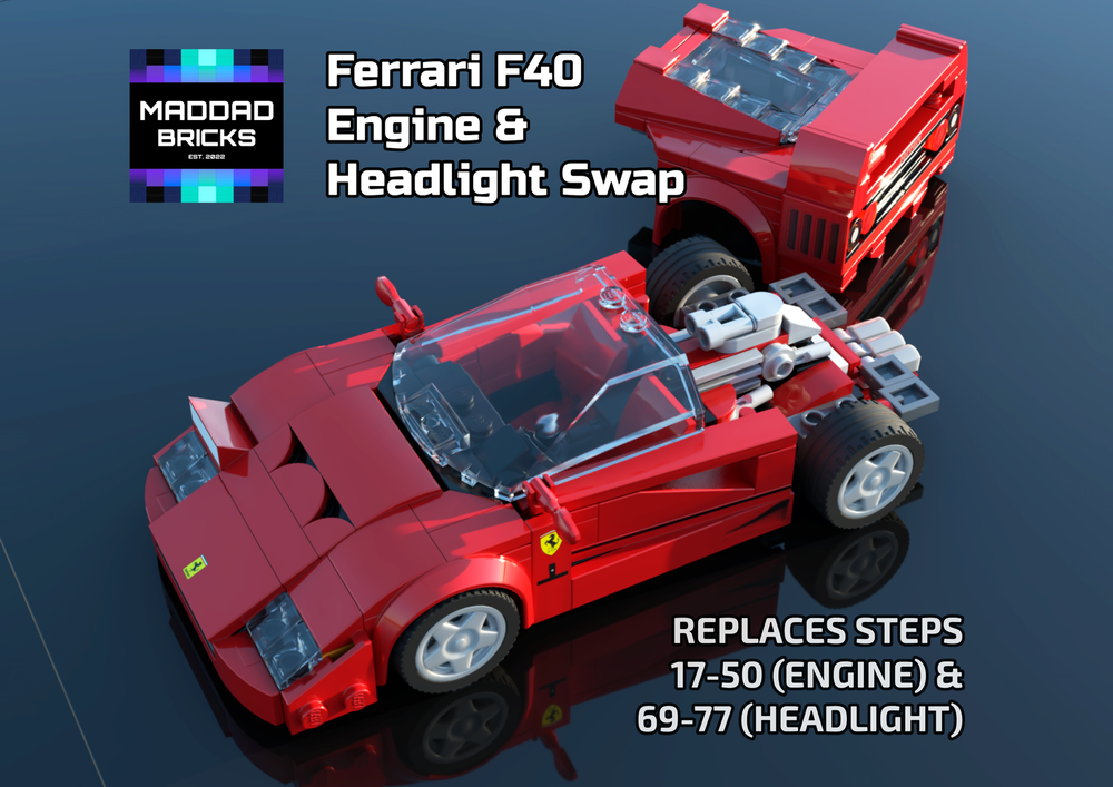 Lego 76934 Ferrari F40 Engine & Headlight Swap