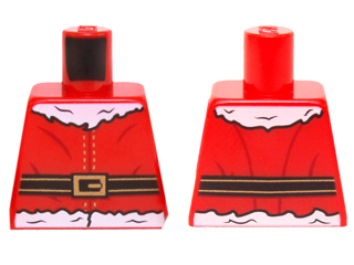 Lego Torso Santa Jacket with Fur and Black and Gold Belt Pattern / Red