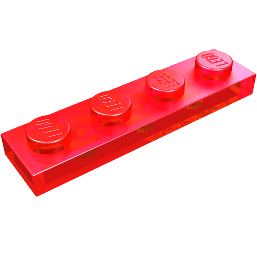 Lego Plate 1 x 4 / Trans-Red